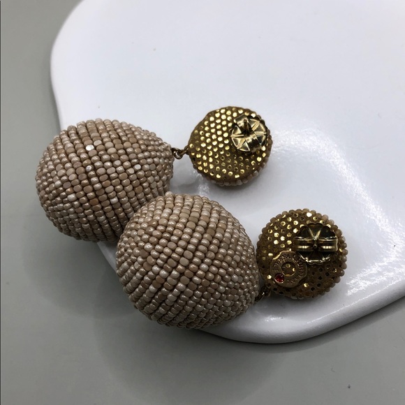 Deepa Gurnani Teslana Beige Statement Dangle Drop Earrings